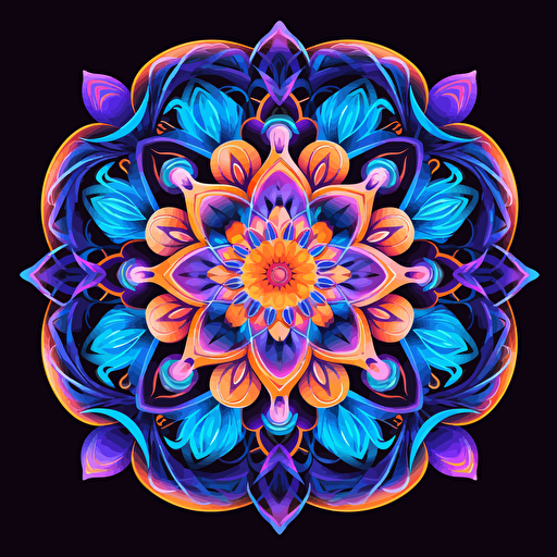 2d mandala made with human hands uv colors vector style detailed