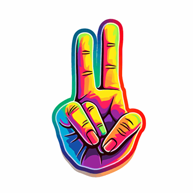 peace sign hand sign tie dye colors bright vivid colors retro illustration vector illustration retro cartoon style sticker
