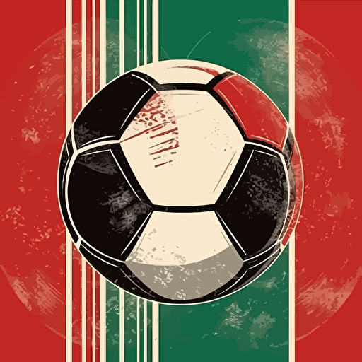 football retro poster with few colors red green white black, illustrator, vector hq flat