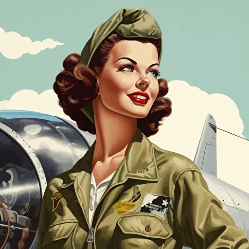 ww2 era aitcraft vector art with pin up