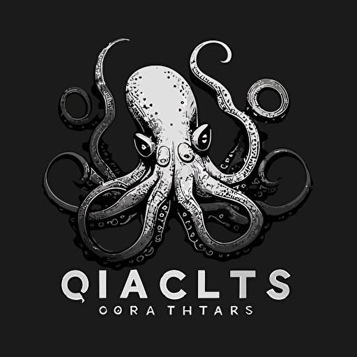 octopus, minimalistic, logo, black white, Vector, no details