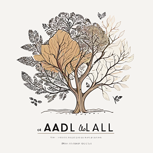 create a black outline on white background logo in a minimalist, modern japandi style with a love heart and earthy tones, vector, no colour, modern, Scandinavian, oak tree