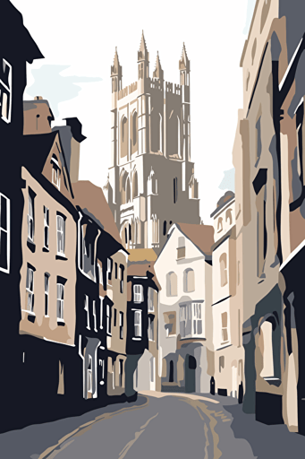 ely cathedral street, vector art
