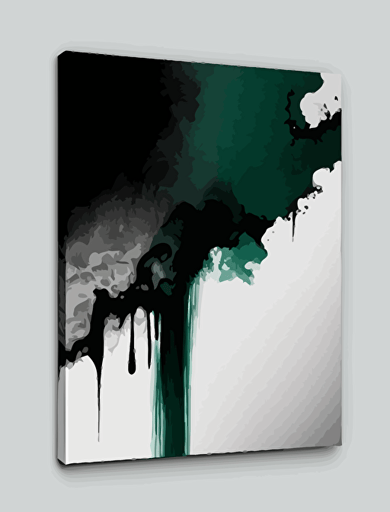 abstract painting on gray canvas, in the style of dark emerald and dark black, simplistic vector art, abstraction-création, ink wash collages, tonalist, black-and-white, digitally enhanced