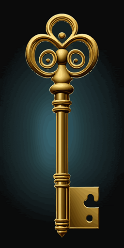 basic golden key, vector art ::