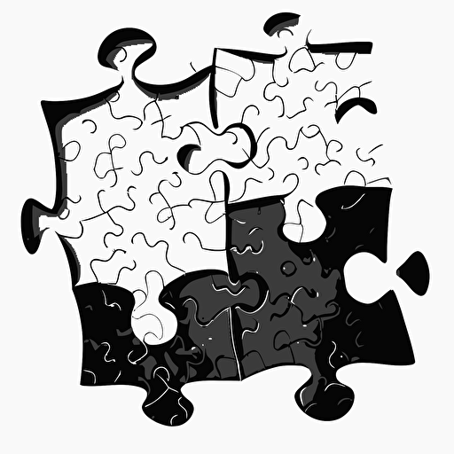 two puzzle pieces that are mismatched and not together, black and white, white background, vector image,