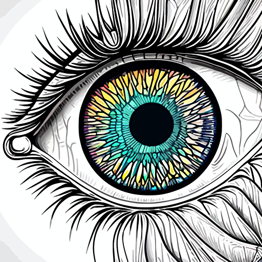 hyper detailed 2d vector coloring page of an eye.