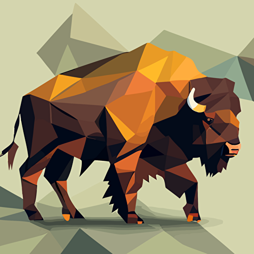high quality seemless pattern vector low polygon bison