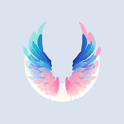 flat vector logo of circle, the simple wings inside, blue pink gradient, simple minimal, by Ivan Chermayeff