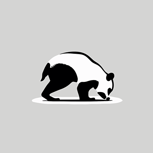 abstract vector logo of a black and white panda. Downward dog yoga pose. Minimal. Clean. Basic.