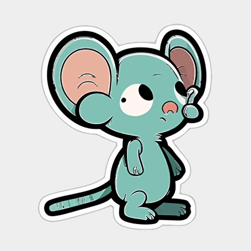 Very cute Didelphis pixar style, 2d flat design, vector, cut sticker