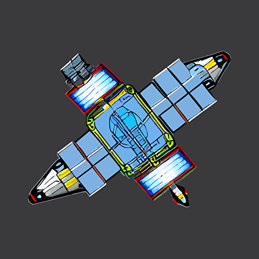 stylized dimensional science fiction spacecraft propulsion module shape colors black backround inkscape illustrator vector graphics 2 d game topdown orthographic perspective