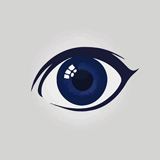 minimalist dark blue eye symbol vector logo, white background, simple clean design