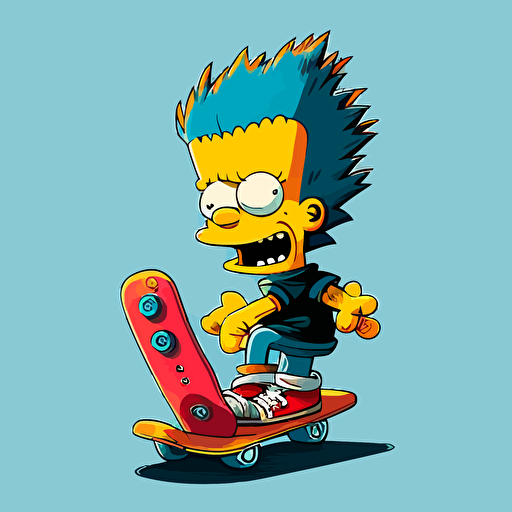 Bart simpson with his skateboard cartoon vector illustration