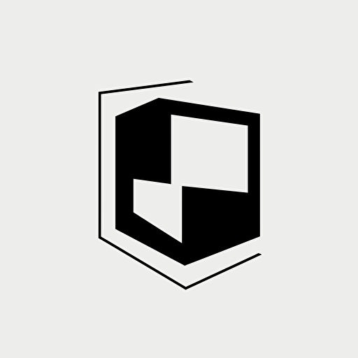 minimalistic vector logo. black and white. Showing a cube with a corner that is bitten off.