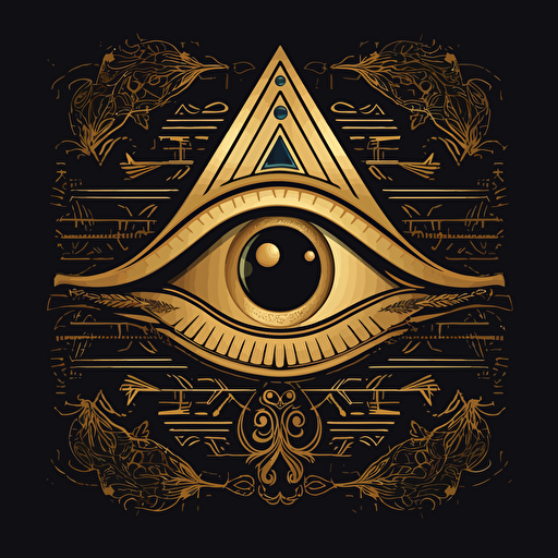 gold color eye of Ra pattern art, 2d vector art, minimalist