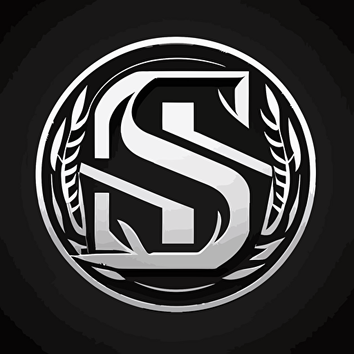 G S Lettermark Logo, simple, black and white, vector emblem, basic, low detail, smooth