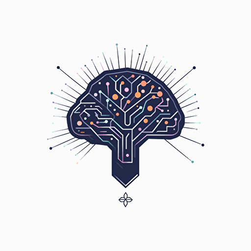 vector logo minimal design of a neural blockchain block