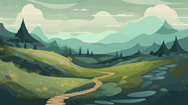 vector illustration of Landscape with many walking paths. Many paths to goal.