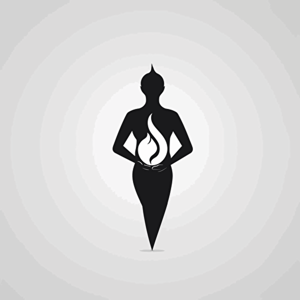 minimalistic logo, abstract earth with oracle figure holding a torch, black on white, vector style