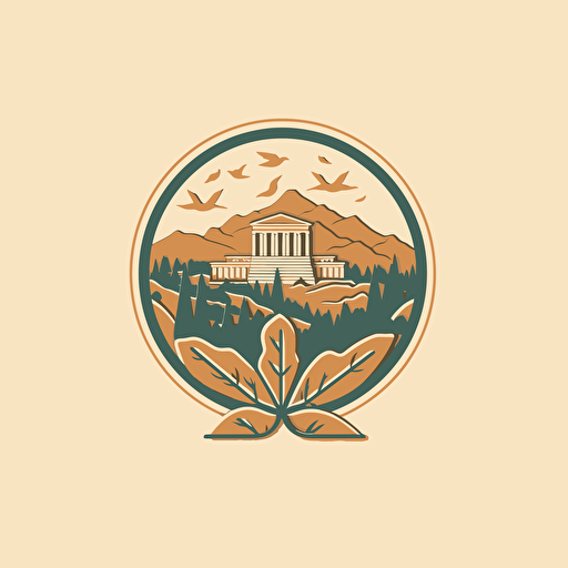 minimal logo for a tourism company, mosaic style, Ancient Athens, vectoral