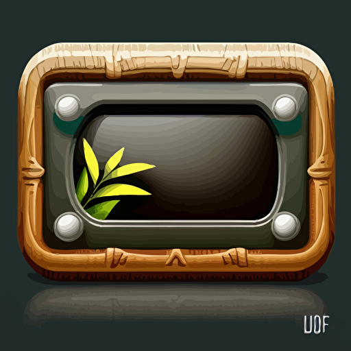 horizontal rectangular dark rounded button with tiki bamboo framing, with room for text inside the button design vector, no background