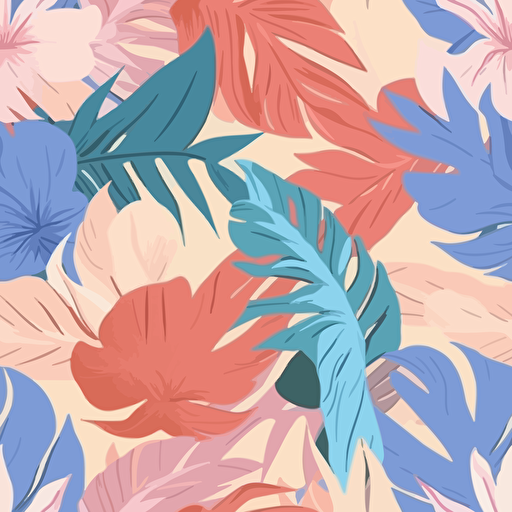 Tropical flora, minimalistic, retro aesthetics, vector image, pastel pantone colors