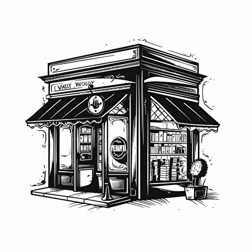 2d , simple vector, store open on white background