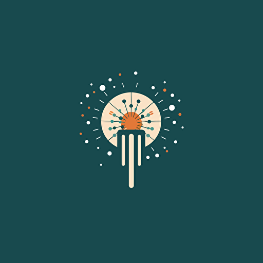 Technology company logo, vector, flat design, dandelion