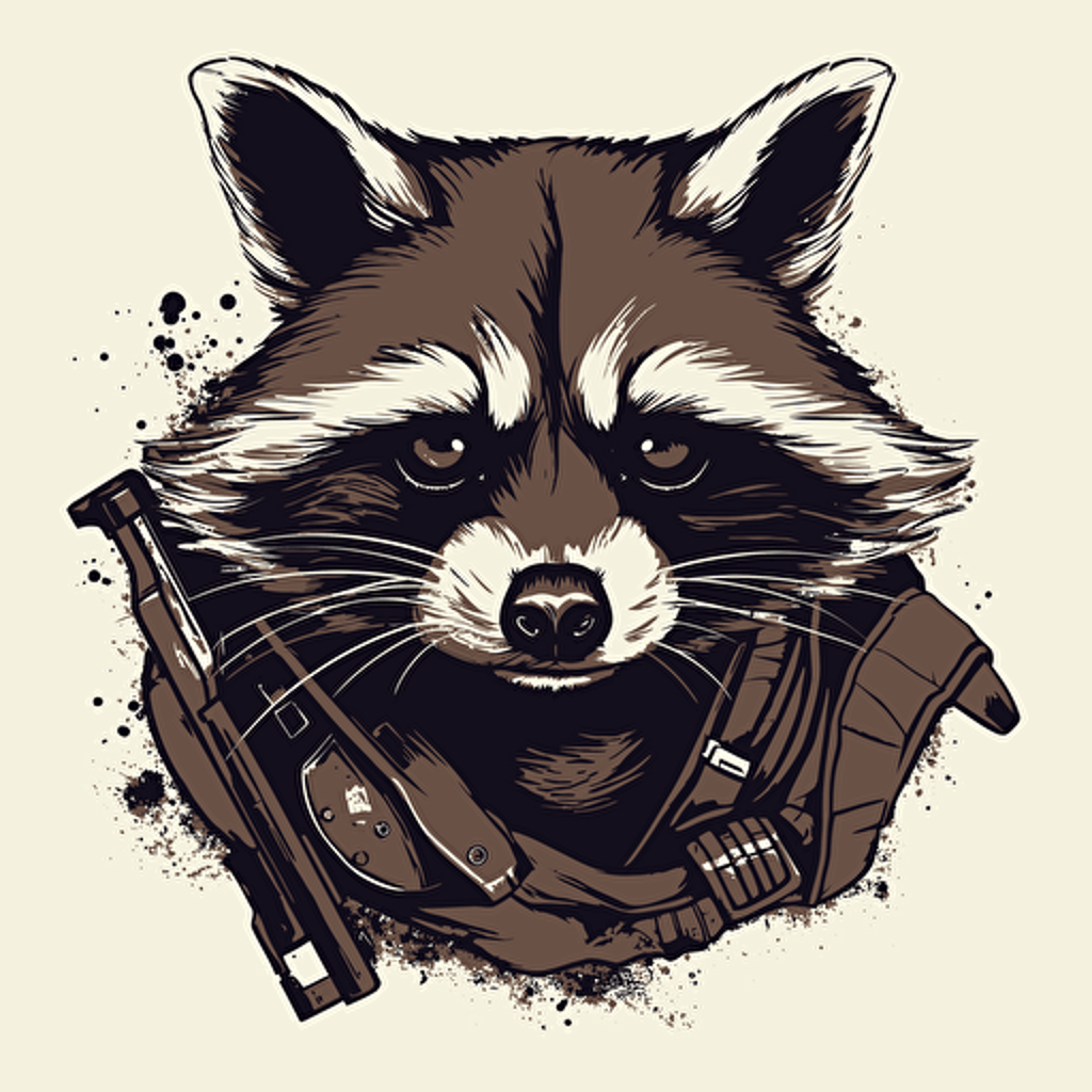 bandit raccoon, logo, 2d art, digital, vector