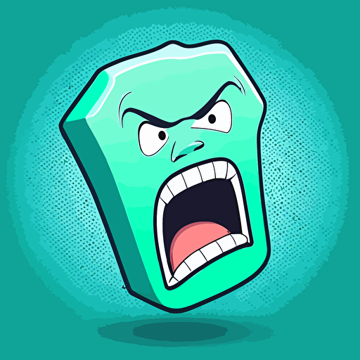 a sitck of gum with a face thats screaming, vector logo, vector art, emblem, simple, cartoon, 2d