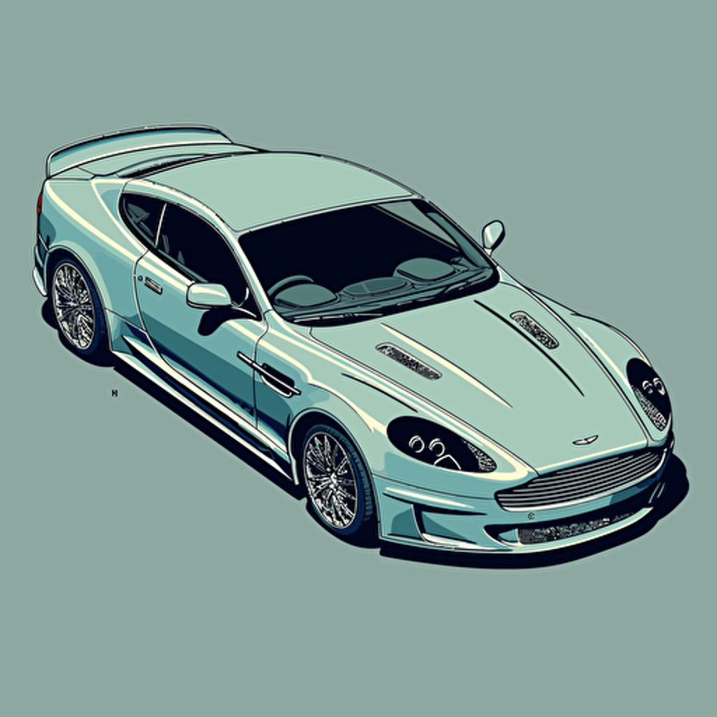 isometric 2008 Aston Martin DBS Coupe icon, in the style of Matthew Skiff illustrations, in the style of Christopher Lee illustrations, in the style of Jonathan Ball illustrations, simple, rough-edged drawing, vector illustration, flat art,