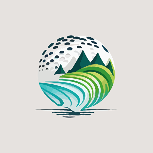 vector image of river flowing through golf ball sleek minimal modern logo