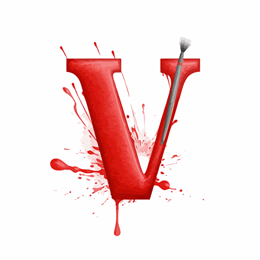 a simple vector logo of the letter "w" in red paint, able to see the strokes of the paint brush