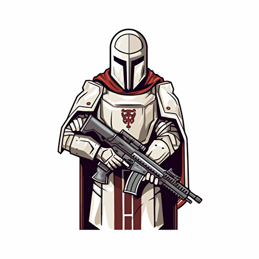 2D vector icon. Crusader with an assault rifle. white background