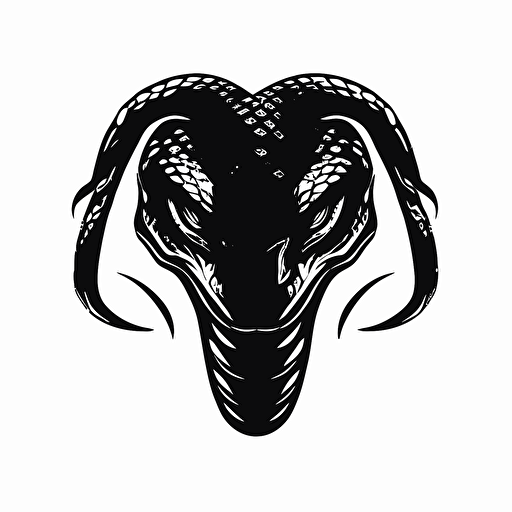 simple, mascot iconic logo of snake head black vector, on white background
