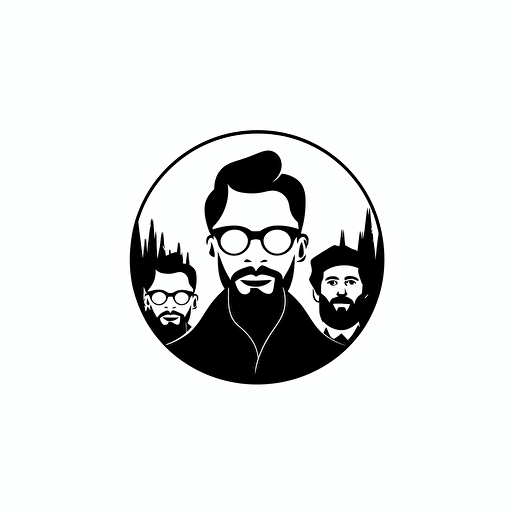 logo, vector arts, minimalist, clean SVG, People with big frame like glasses watching somthing