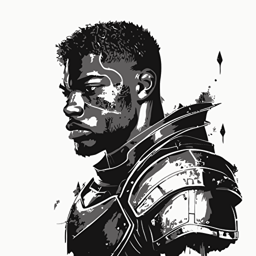 black man knight doodle vector ilustration black and white
