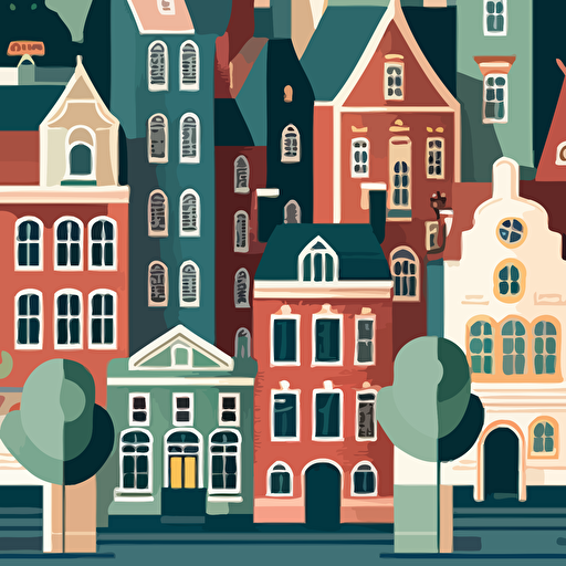 flat vector art, repeating tile of buildings