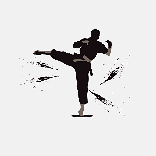 simple vector logo::1 martial arts, detailed, white background