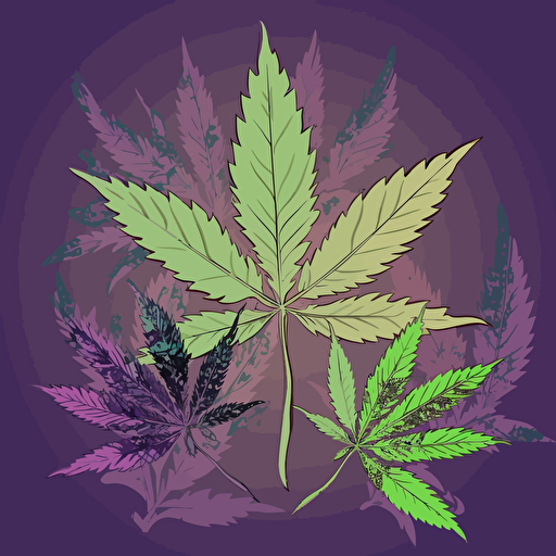 marijuana leaf green and purple vector