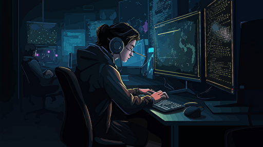 vector art programmers and code , details , dark ,