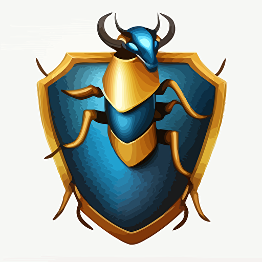 ant on top of shield with blue and gold color scheme