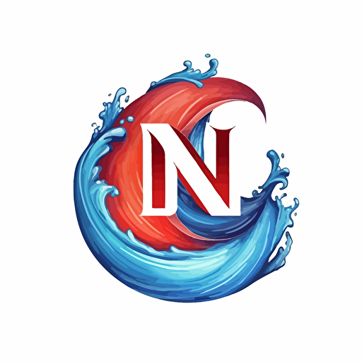 vector logo with the letter N above and the letter G below the letter N, using 2 colors red and blue to represent fire and water destiny.