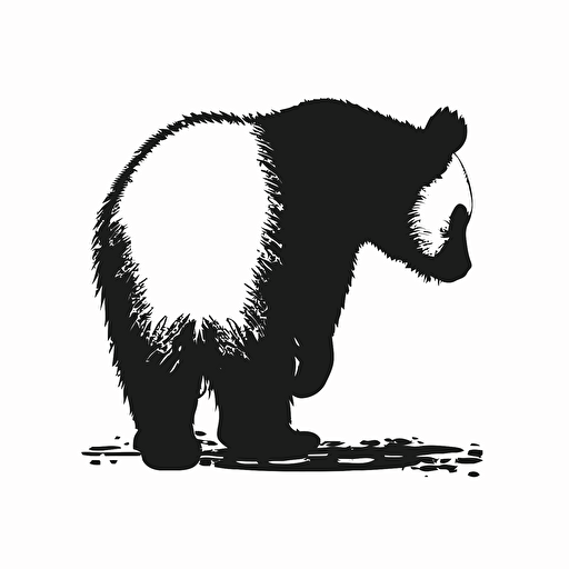 a panda from behind black and white logo simple vector stencil