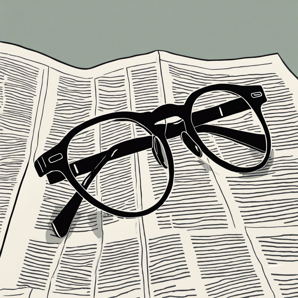 Pair of reading glasses on an open newspaper.