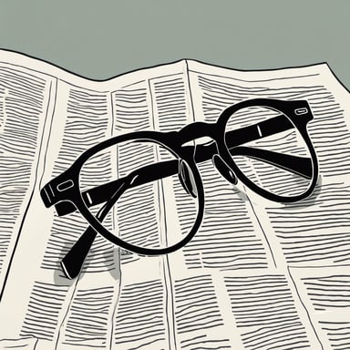 Pair of reading glasses on an open newspaper.