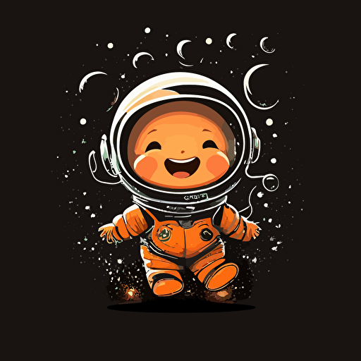 A baby astronaut, smiling, black background, vector art , pixar style