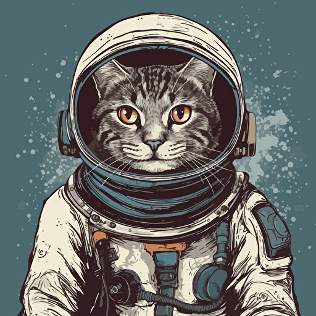 Astronaut cat, comic book style, vector art,