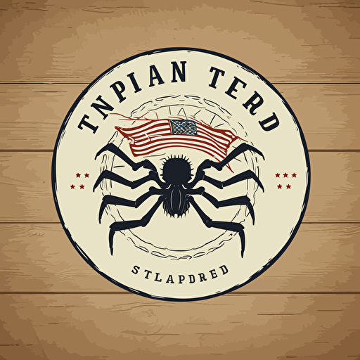 Design logo, art, flat design, vector. brand identity is for a hand-crafted american made products. text Spider Island Trading Company